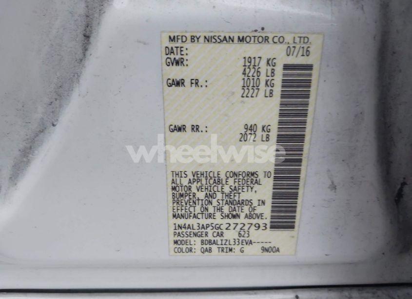 Photo 9 of 2016 Nissan Altima 2.5 SV (VIN 1N4AL3AP5GC272793)