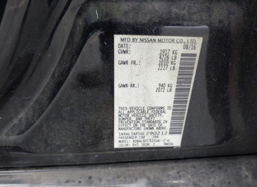 Photo 9 of 2016 Nissan Altima 2.5 SR (VIN 1N4AL3AP5GC290212)