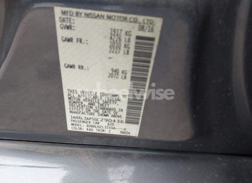 Photo 9 of 2016 Nissan Altima 2.5 SR (VIN 1N4AL3AP5GC290436)