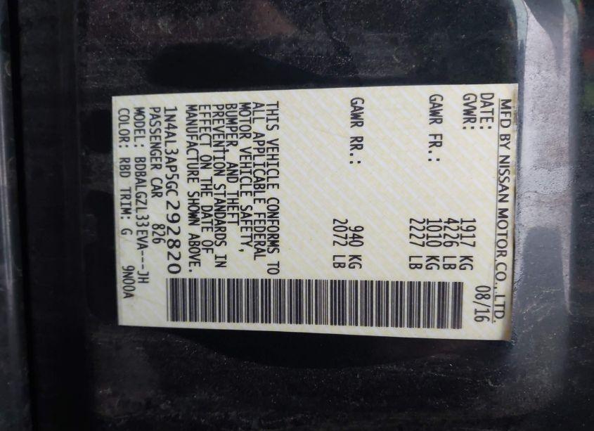 Photo 9 of 2016 Nissan Altima 2.5 S (VIN 1N4AL3AP5GC292820)