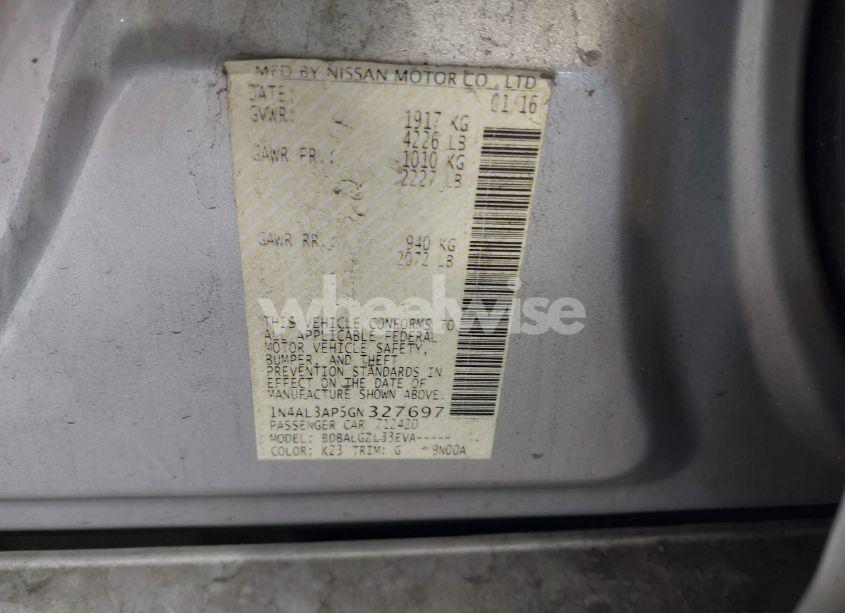 Photo 9 of 2016 Nissan Altima (VIN 1N4AL3AP5GN327697)