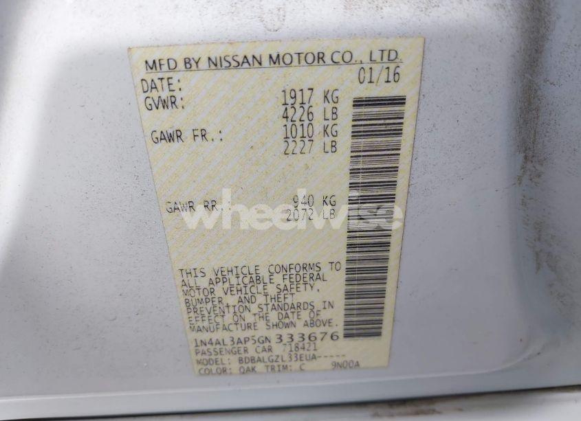 Photo 9 of 2016 Nissan Altima 2.5 S (VIN 1N4AL3AP5GN333676)