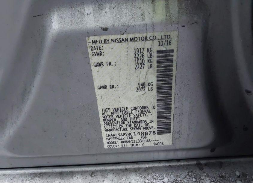 Photo 9 of 2017 Nissan Altima 2.5 SV (VIN 1N4AL3AP5HC148878)