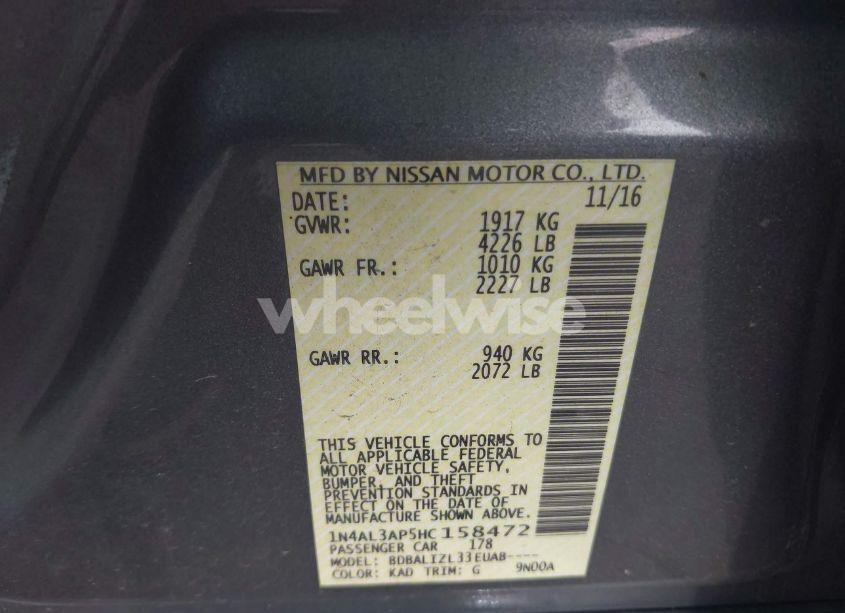 Photo 9 of 2017 Nissan Altima 2.5 SV (VIN 1N4AL3AP5HC158472)