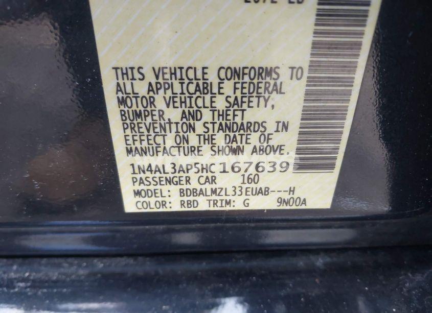 Photo 9 of 2017 Nissan Altima 2.5 SV (VIN 1N4AL3AP5HC167639)