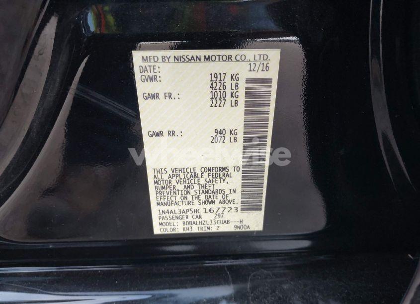 Photo 9 of 2017 Nissan Altima 2.5 SR (VIN 1N4AL3AP5HC167723)