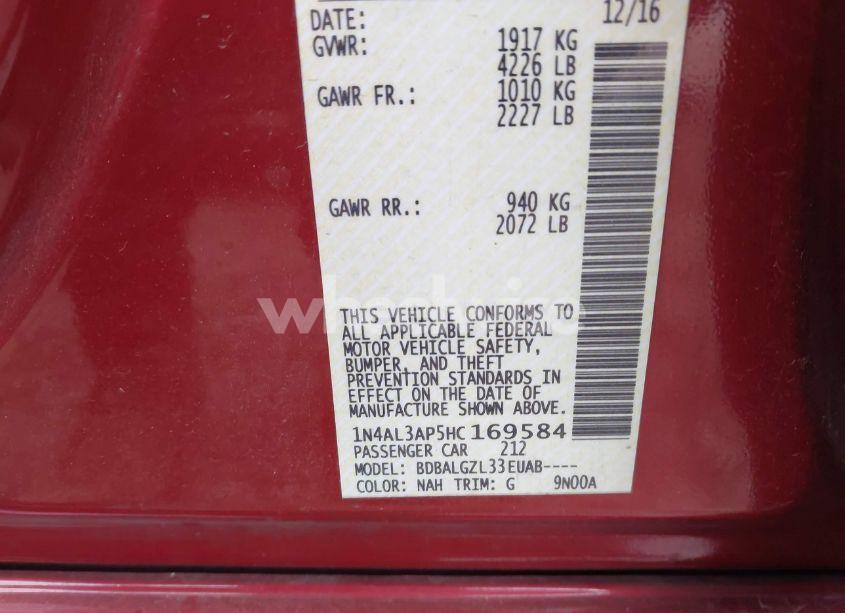 Photo 9 of 2017 Nissan Altima 2.5 S (VIN 1N4AL3AP5HC169584)