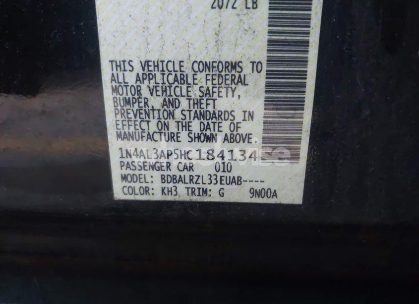 Photo 9 of 2017 Nissan Altima 2.5 SL (VIN 1N4AL3AP5HC184134)