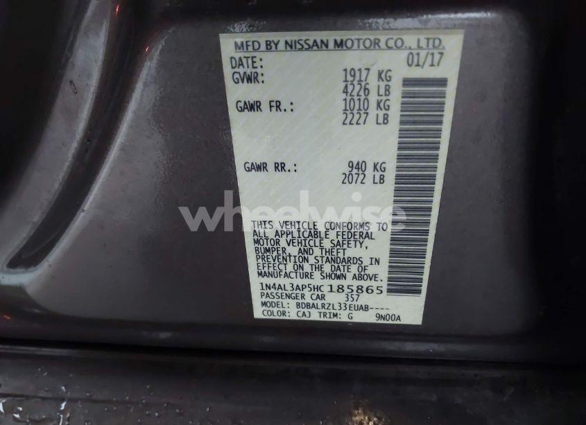 Photo 9 of 2017 Nissan Altima 2.5 SL (VIN 1N4AL3AP5HC185865)