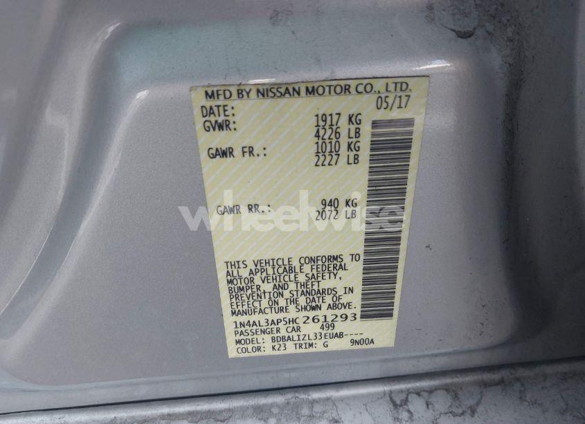 Photo 9 of 2017 Nissan Altima 2.5 SV (VIN 1N4AL3AP5HC261293)