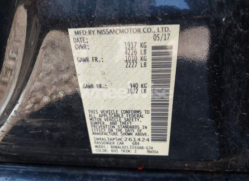 Photo 9 of 2017 Nissan Altima 2.5 SR (VIN 1N4AL3AP5HC261424)