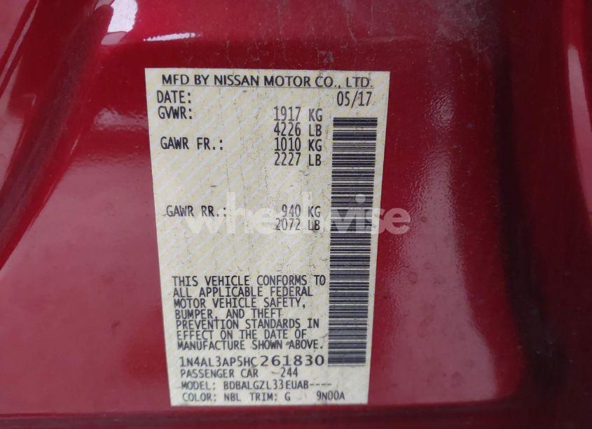 Photo 9 of 2017 Nissan Altima 2.5 S (VIN 1N4AL3AP5HC261830)