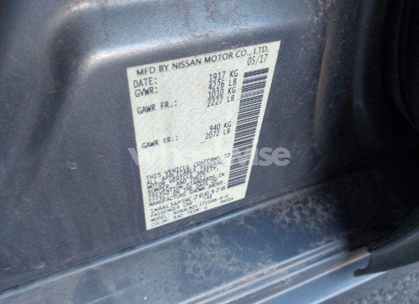 Photo 9 of 2017 Nissan Altima 2.5 SV (VIN 1N4AL3AP5HC266378)