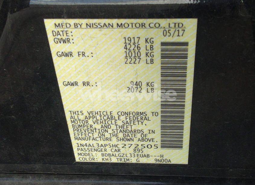 Photo 9 of 2017 Nissan Altima 2.5 S (VIN 1N4AL3AP5HC272505)