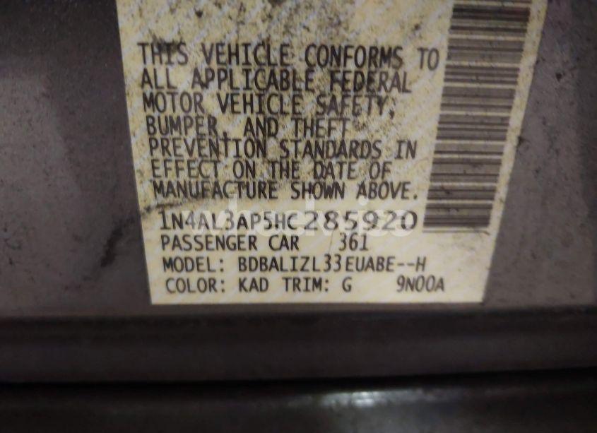 Photo 9 of 2017 Nissan Altima 2.5 SV (VIN 1N4AL3AP5HC285920)