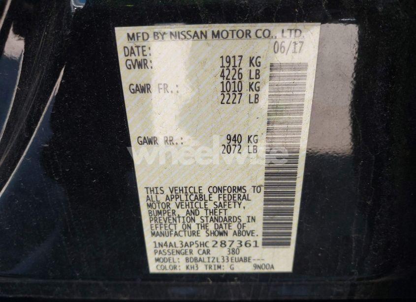 Photo 9 of 2017 Nissan Altima 2.5 SV (VIN 1N4AL3AP5HC287361)