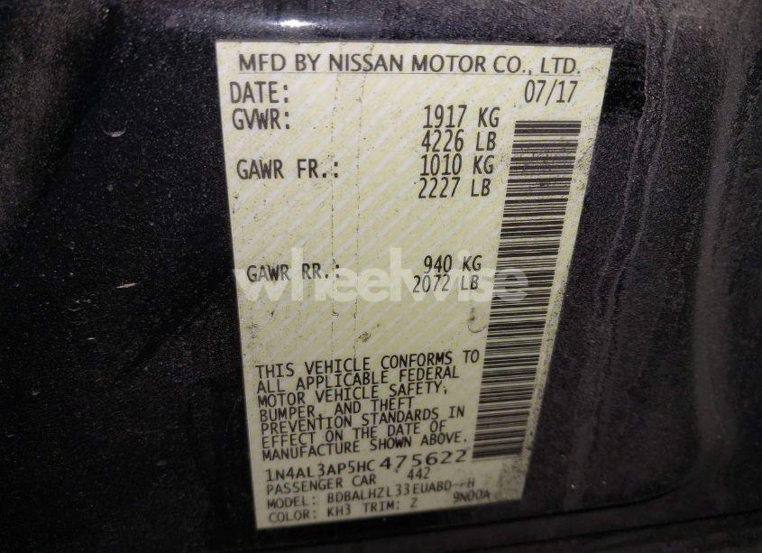 Photo 9 of 2017 Nissan Altima 2.5 SR (VIN 1N4AL3AP5HC475622)