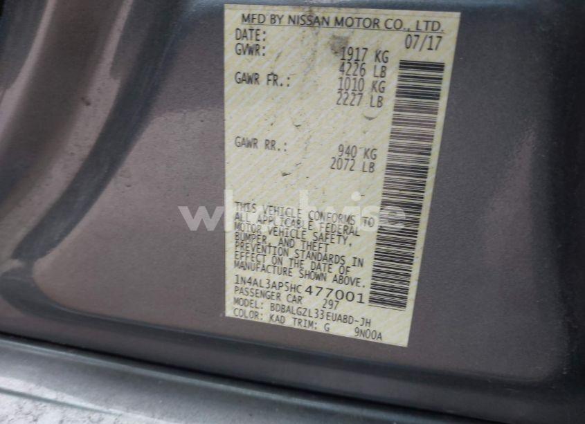 Photo 9 of 2017 Nissan Altima 2.5 S (VIN 1N4AL3AP5HC477001)