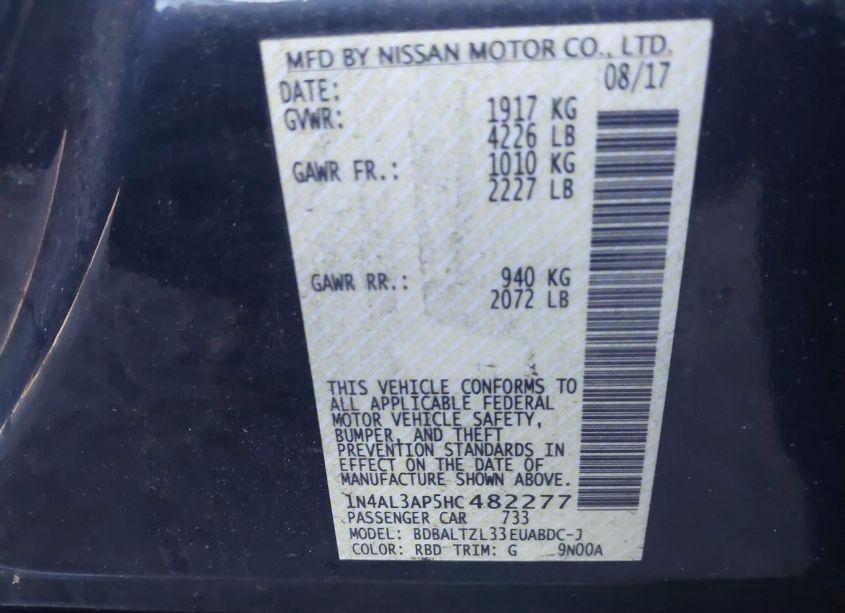 Photo 9 of 2017 Nissan Altima 2.5 SL (VIN 1N4AL3AP5HC482277)