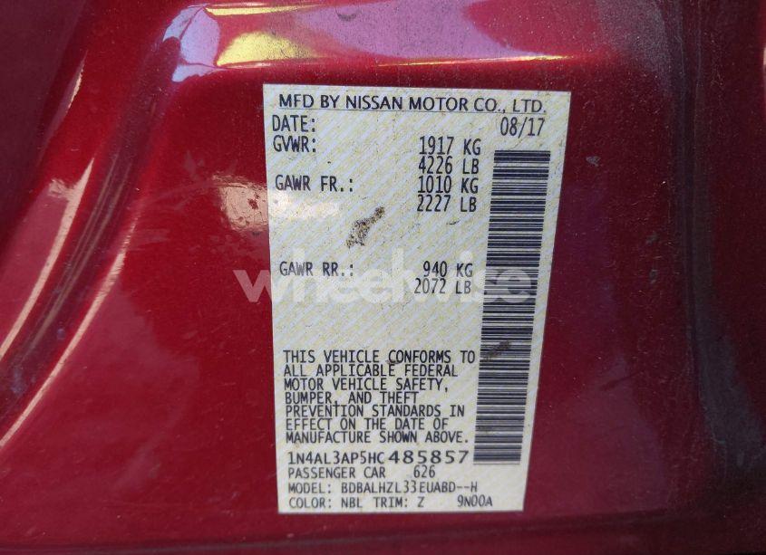 Photo 9 of 2017 Nissan Altima 2.5 SR (VIN 1N4AL3AP5HC485857)