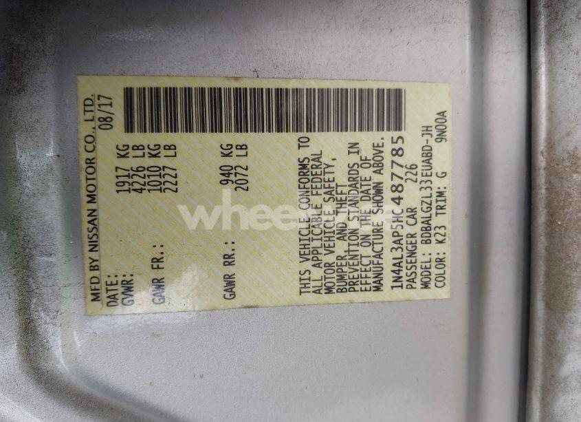 Photo 9 of 2017 Nissan Altima 2.5 S (VIN 1N4AL3AP5HC487785)