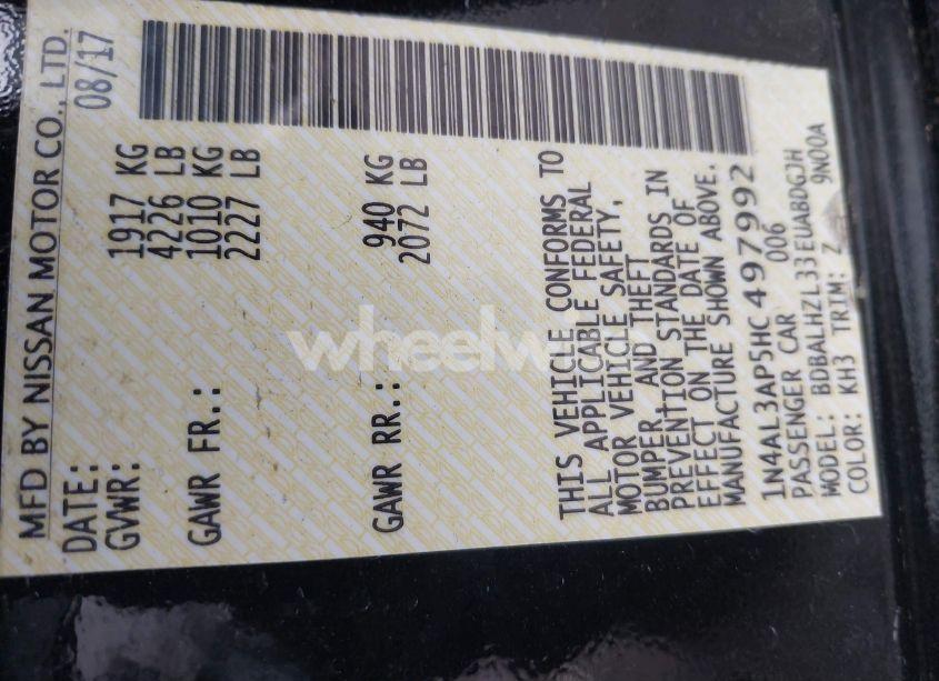 Photo 9 of 2017 Nissan Altima 2.5 SR (VIN 1N4AL3AP5HC497992)