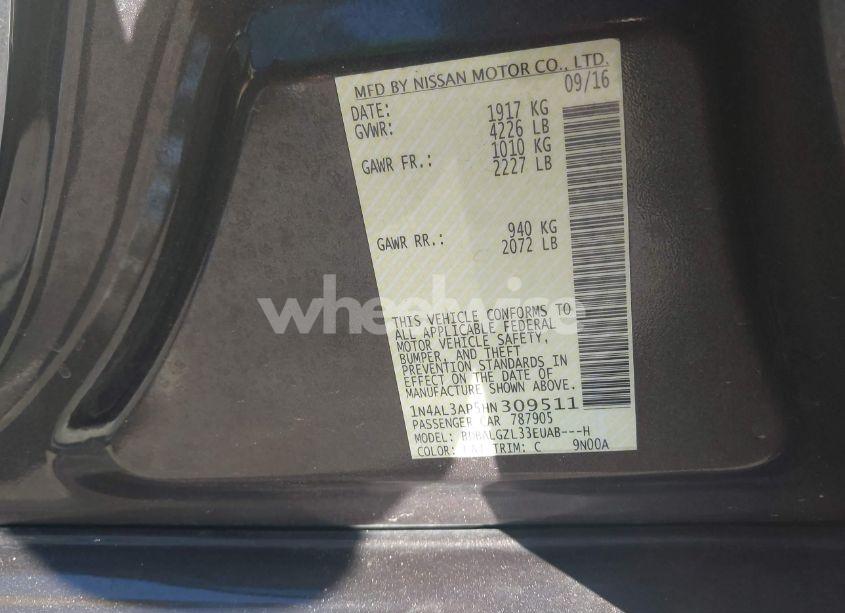 Photo 9 of 2017 Nissan Altima 2.5 S (VIN 1N4AL3AP5HN309511)