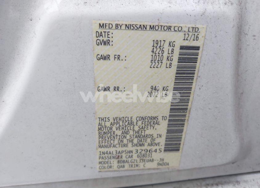 Photo 9 of 2017 Nissan Altima 2.5 S (VIN 1N4AL3AP5HN329645)