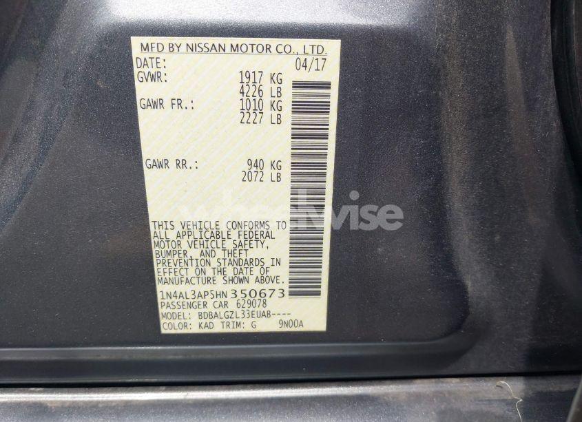 Photo 9 of 2017 Nissan Altima 2.5 S (VIN 1N4AL3AP5HN350673)