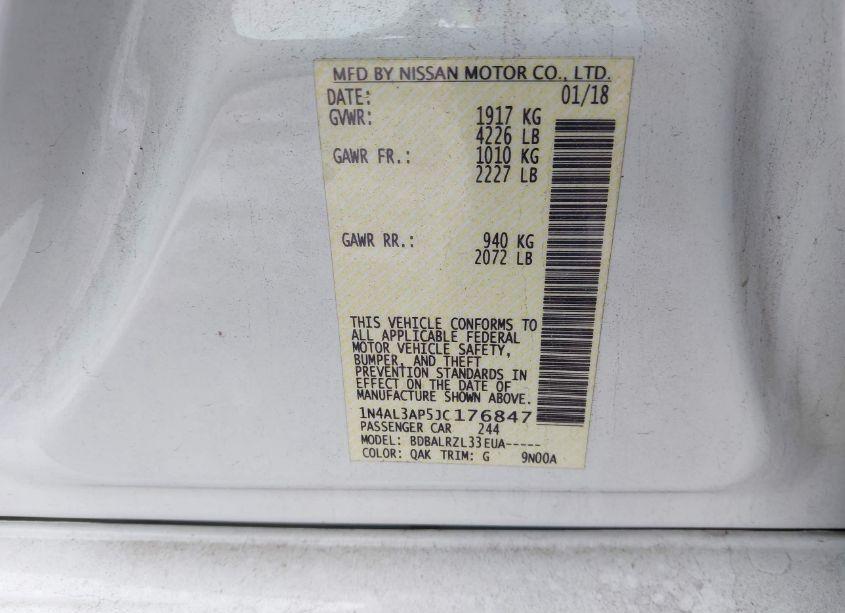 Photo 9 of 2018 Nissan Altima 2.5 SL (VIN 1N4AL3AP5JC176847)