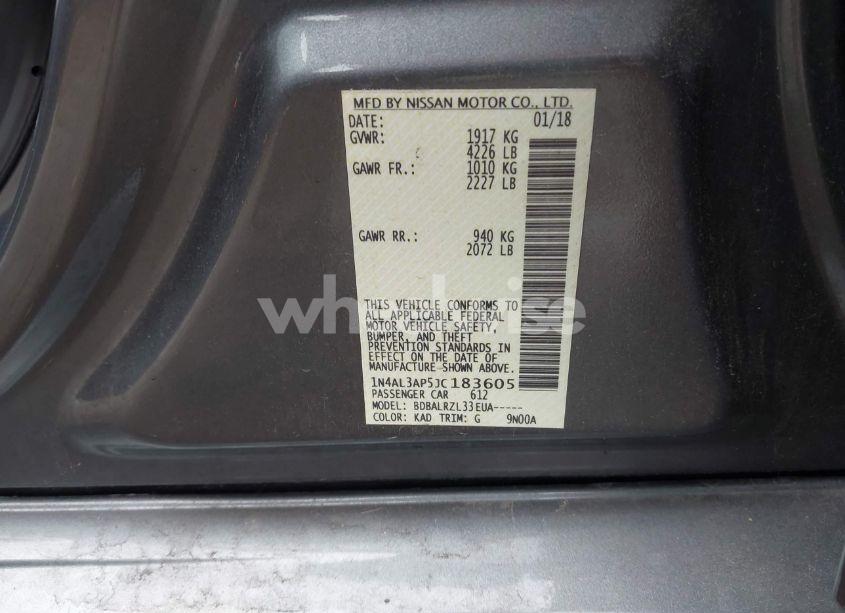 Photo 9 of 2018 Nissan Altima 2.5 SL (VIN 1N4AL3AP5JC183605)