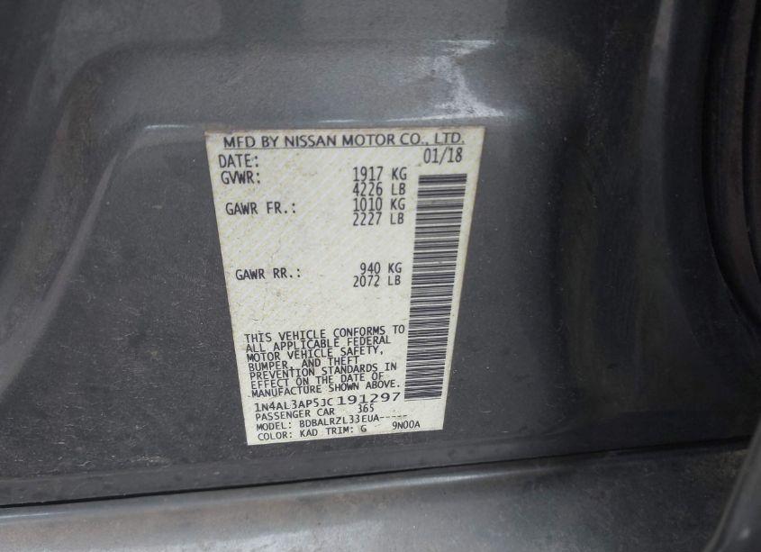 Photo 9 of 2018 Nissan Altima 2.5 SL (VIN 1N4AL3AP5JC191297)