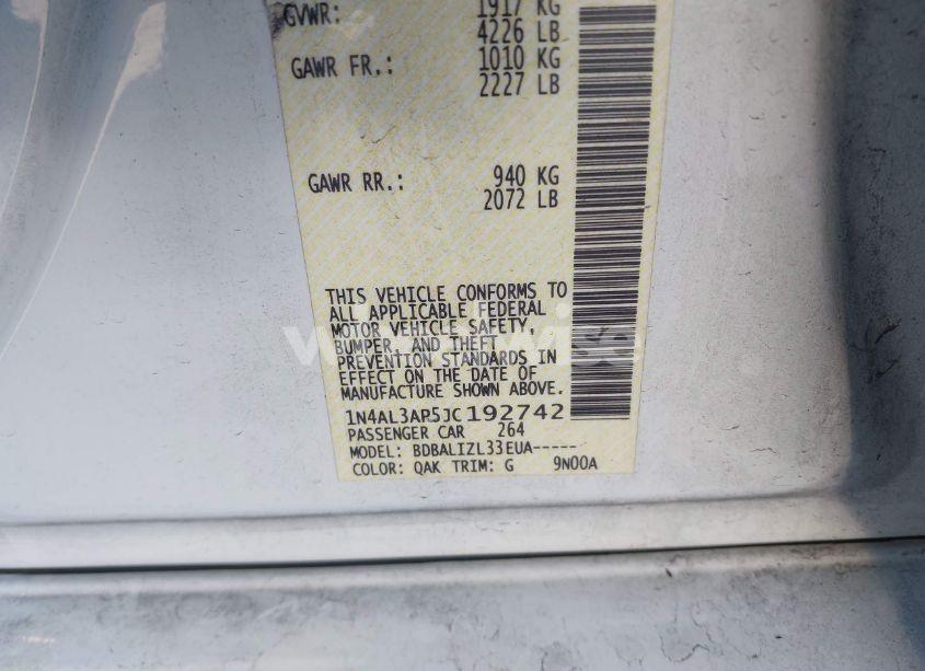 Photo 9 of 2018 Nissan Altima 2.5 SV (VIN 1N4AL3AP5JC192742)