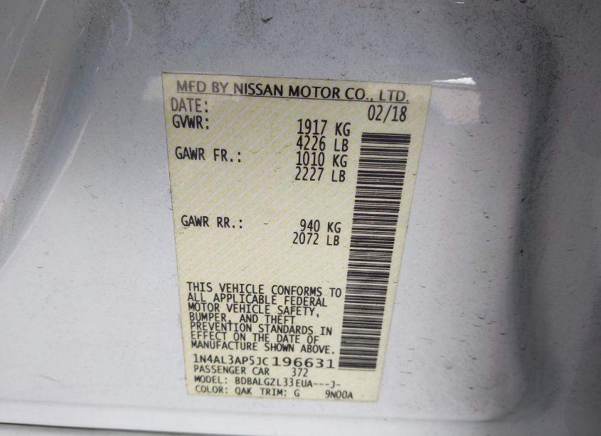 Photo 9 of 2018 Nissan Altima 2.5 S (VIN 1N4AL3AP5JC196631)