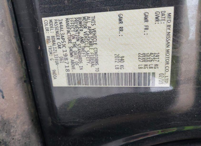 Photo 9 of 2018 Nissan Altima 2.5 SV (VIN 1N4AL3AP5JC198718)