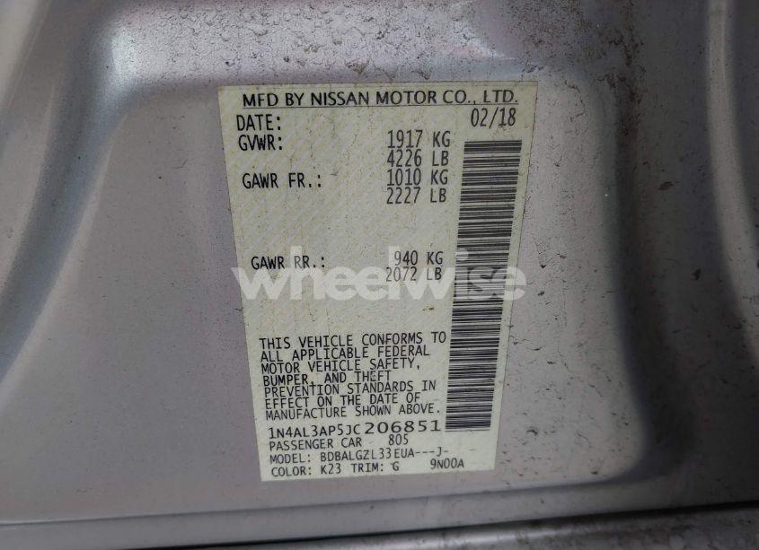 Photo 9 of 2018 Nissan Altima 2.5 S (VIN 1N4AL3AP5JC206851)