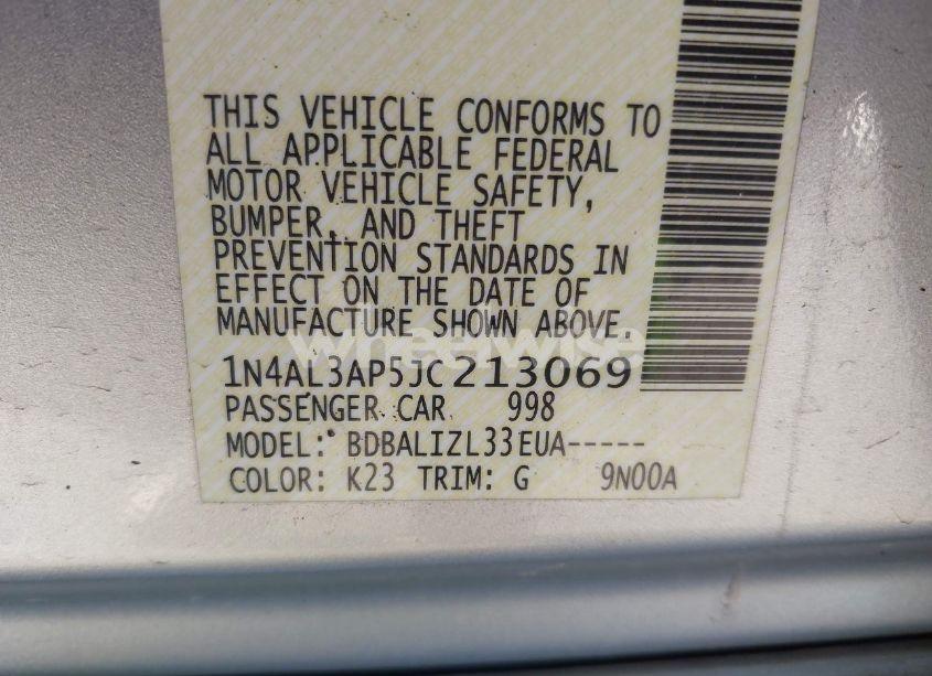 Photo 9 of 2018 Nissan Altima 2.5 SV (VIN 1N4AL3AP5JC213069)