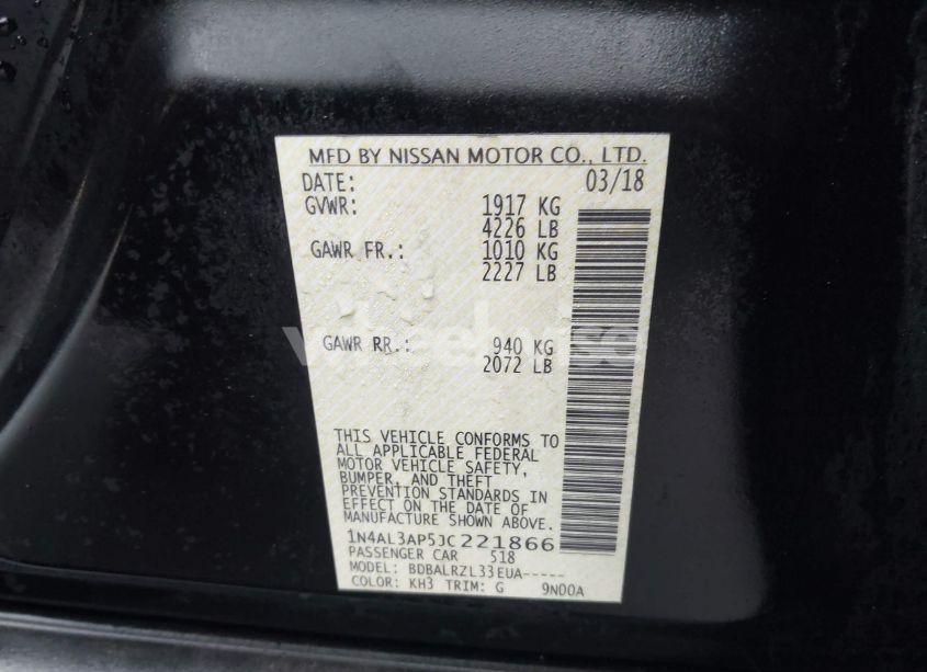 Photo 9 of 2018 Nissan Altima 2.5 SL (VIN 1N4AL3AP5JC221866)