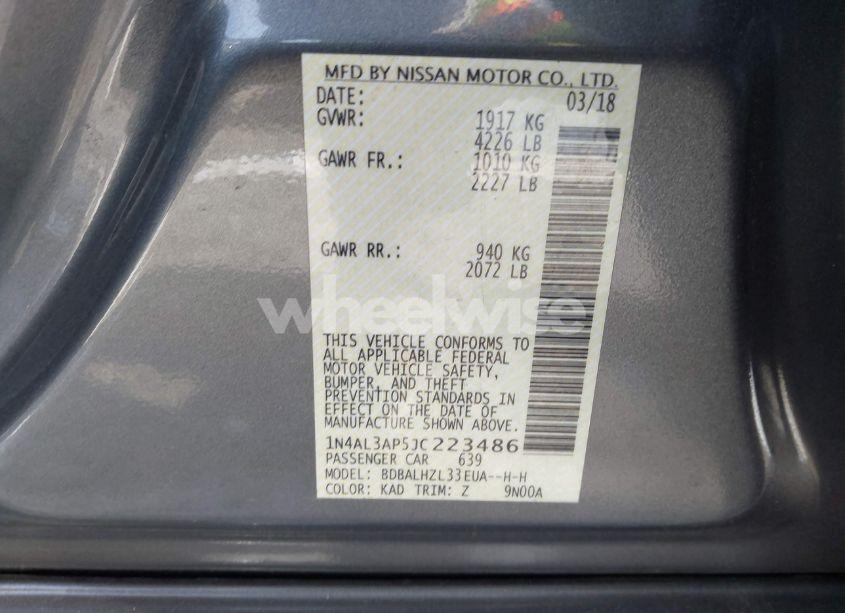 Photo 9 of 2018 Nissan Altima 2.5 SR (VIN 1N4AL3AP5JC223486)