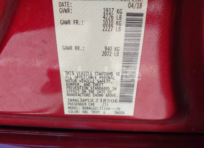 Photo 9 of 2018 Nissan Altima 2.5 S (VIN 1N4AL3AP5JC238506)