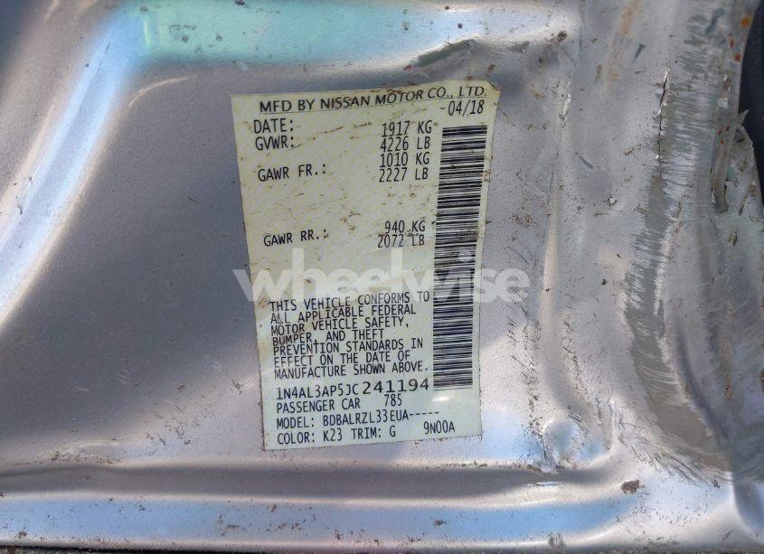 Photo 9 of 2018 Nissan Altima 2.5 SL (VIN 1N4AL3AP5JC241194)