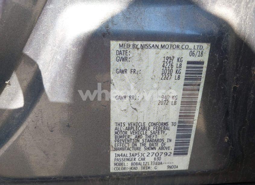 Photo 9 of 2018 Nissan Altima 2.5 SV (VIN 1N4AL3AP5JC270792)