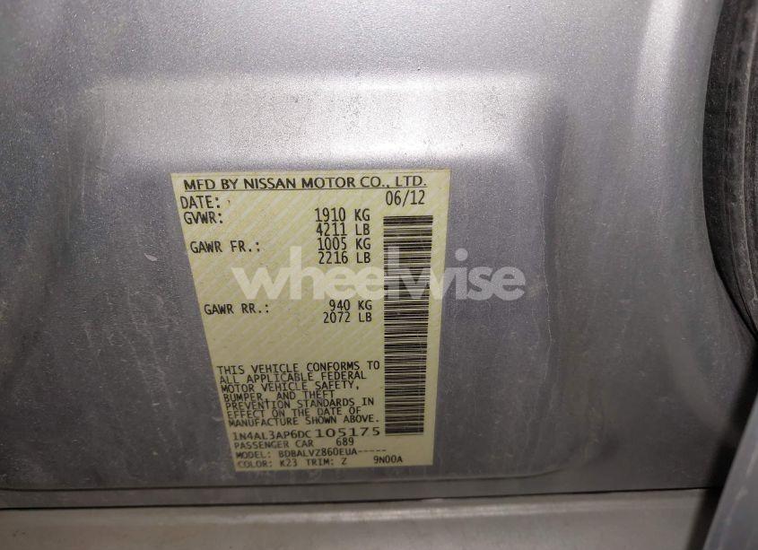 Photo 9 of 2013 Nissan Altima 2.5 SL (VIN 1N4AL3AP6DC105175)