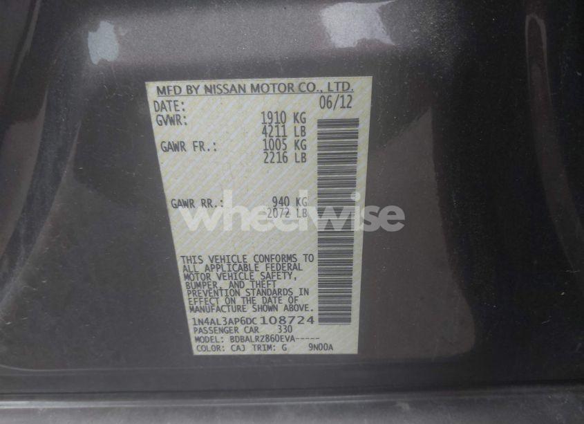 Photo 9 of 2013 Nissan Altima 2.5 S (VIN 1N4AL3AP6DC108724)