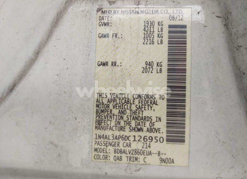 Photo 9 of 2013 Nissan Altima 2.5 SL (VIN 1N4AL3AP6DC126950)