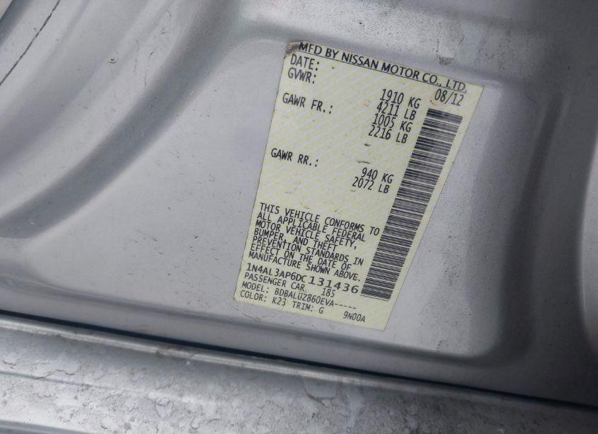 Photo 9 of 2013 Nissan Altima 2.5 SV (VIN 1N4AL3AP6DC131436)