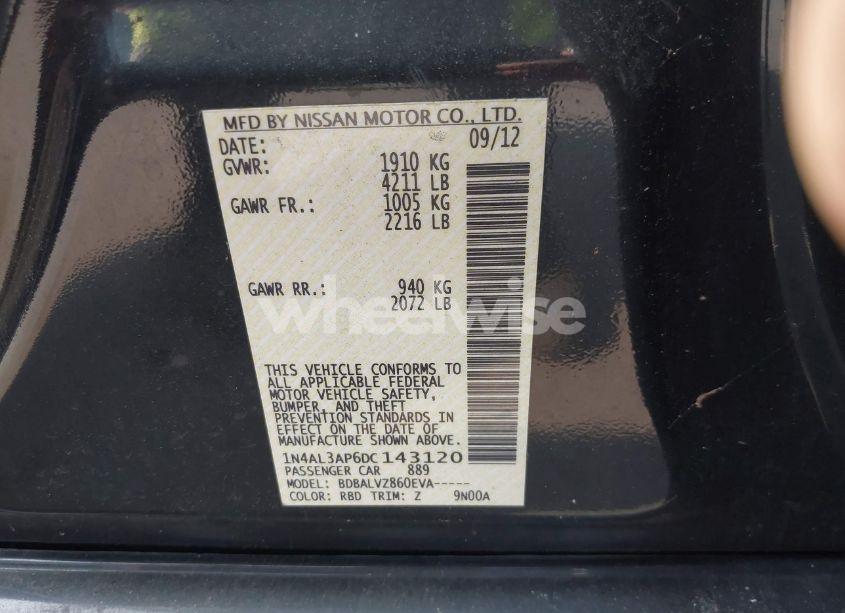 Photo 9 of 2013 Nissan Altima 2.5 SL (VIN 1N4AL3AP6DC143120)