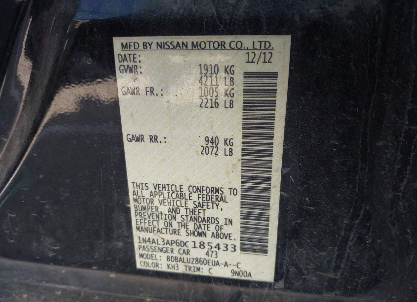 Photo 9 of 2013 Nissan Altima 2.5 SV (VIN 1N4AL3AP6DC185433)