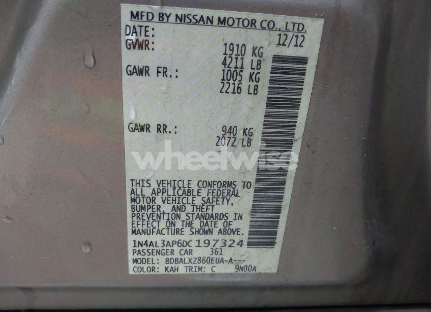 Photo 9 of 2013 Nissan Altima 2.5 SL (VIN 1N4AL3AP6DC197324)