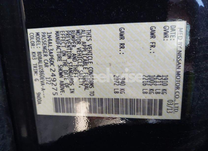 Photo 9 of 2013 Nissan Altima 2.5 SV (VIN 1N4AL3AP6DC249275)